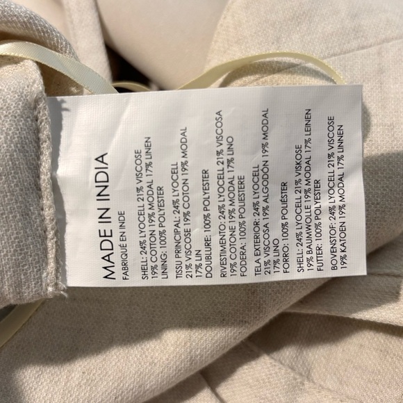 CLUB MONACO Sz 10 Open Back Jumpsuit Linen Cotton Tencel Blend Wide Leg NEW Ecru - Picture 14 of 16